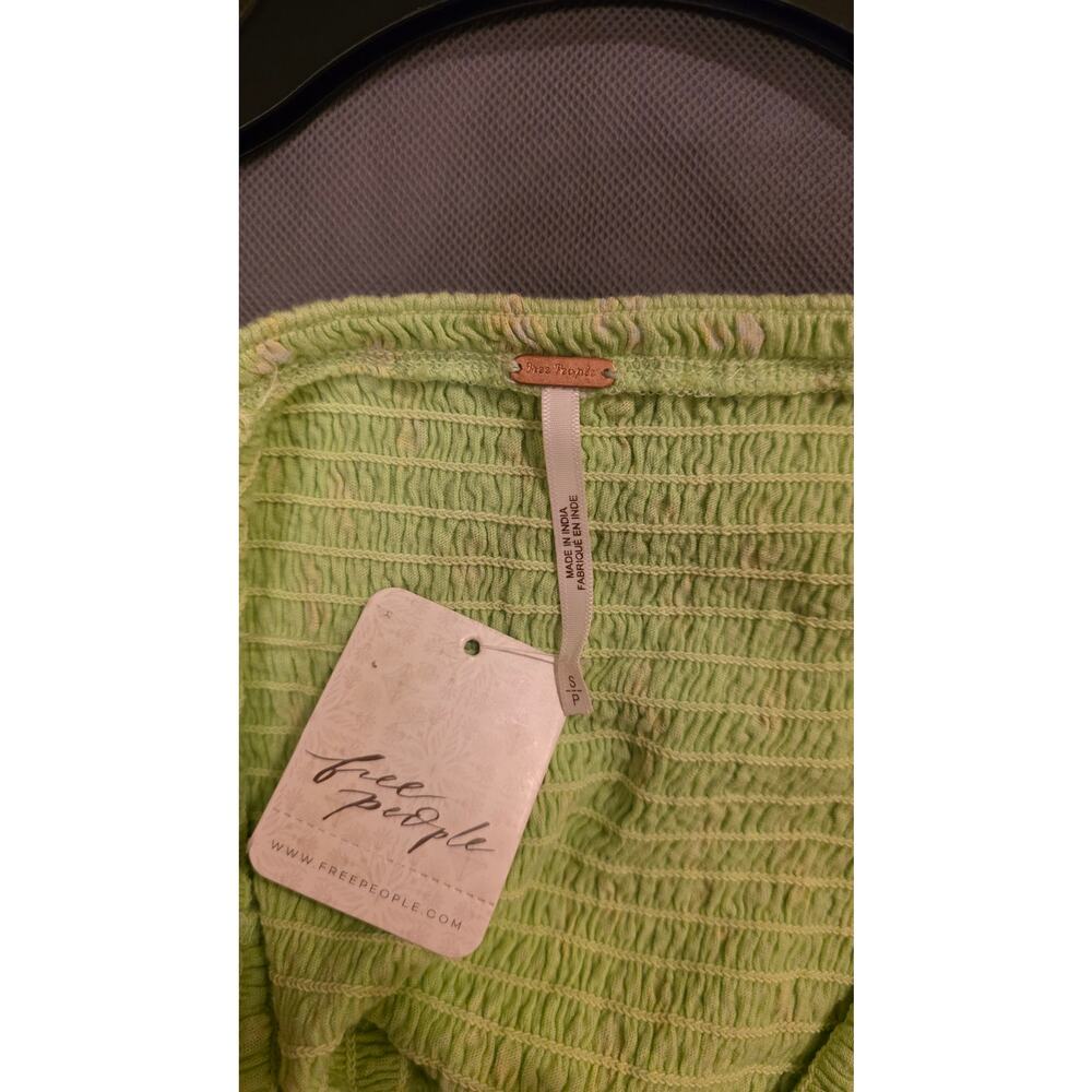 NWT Free People FP Smocked Key Lime Floral Crop Top - Picture 6 of 7